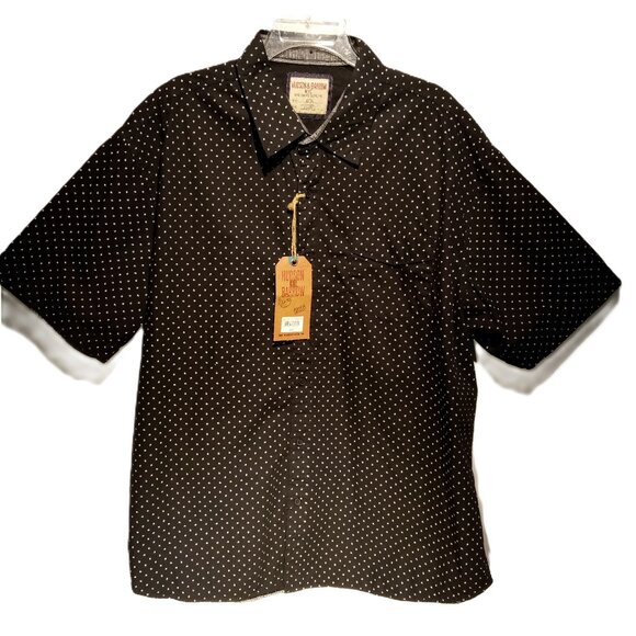 Hudson & Barrow NYC Shirt  Men's 2X  Black White print  Cotton  Short sleeve NWT - Picture 1 of 10